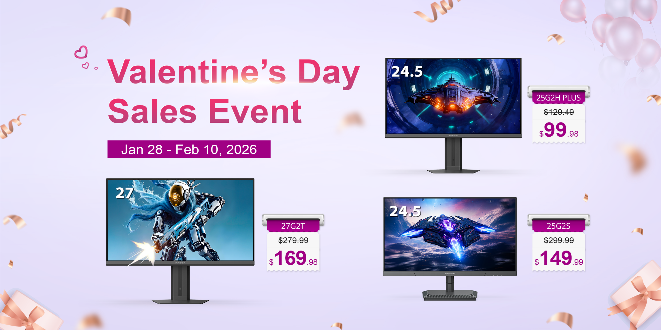 INNOCN Announces Valentine’s Day Sales Event on Amazon, Featuring High-Refresh Gaming and OLED Monitors